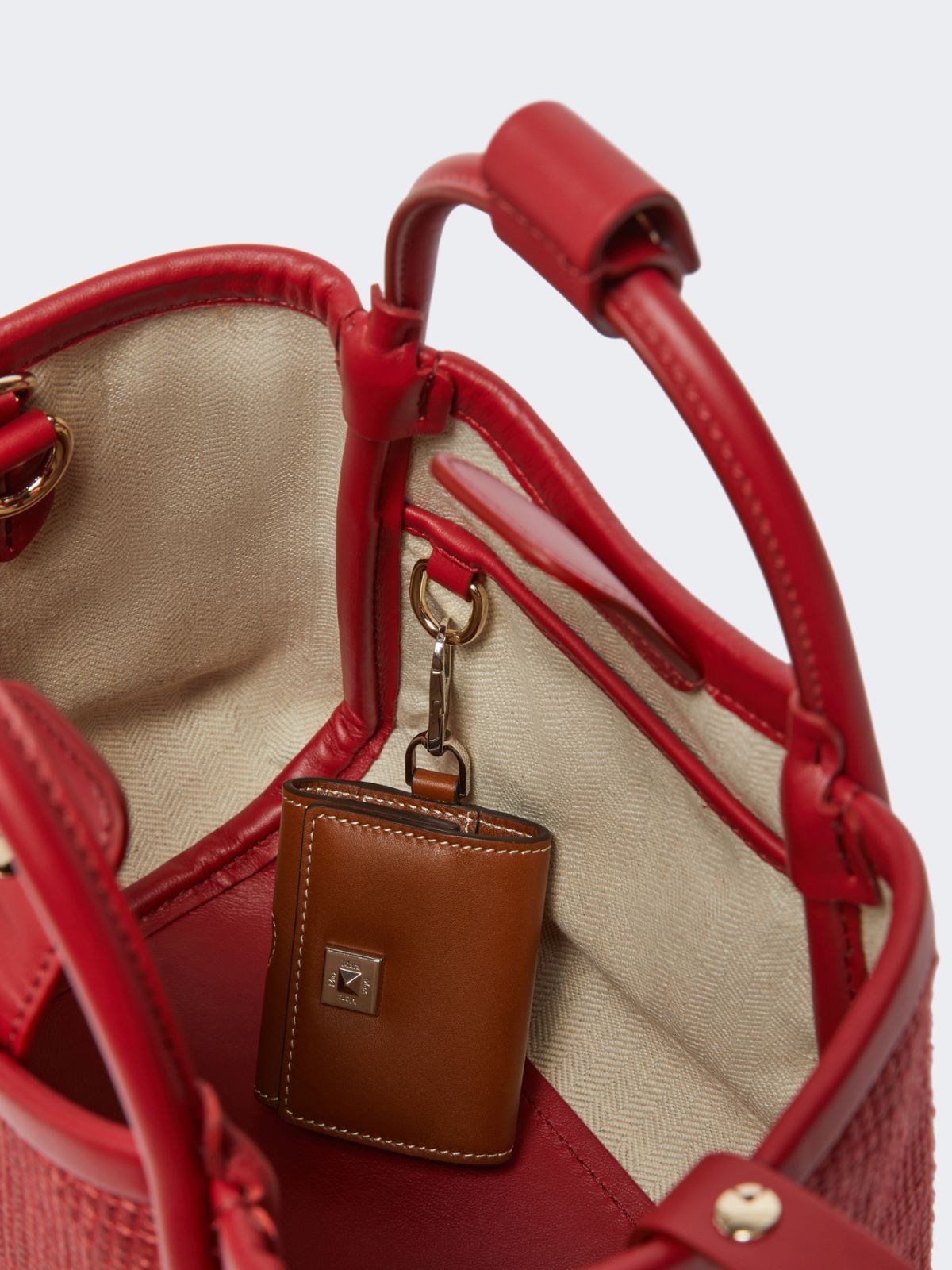 Extra-small raffia-look basketweave Marine bag - RED - Max Mara - 9