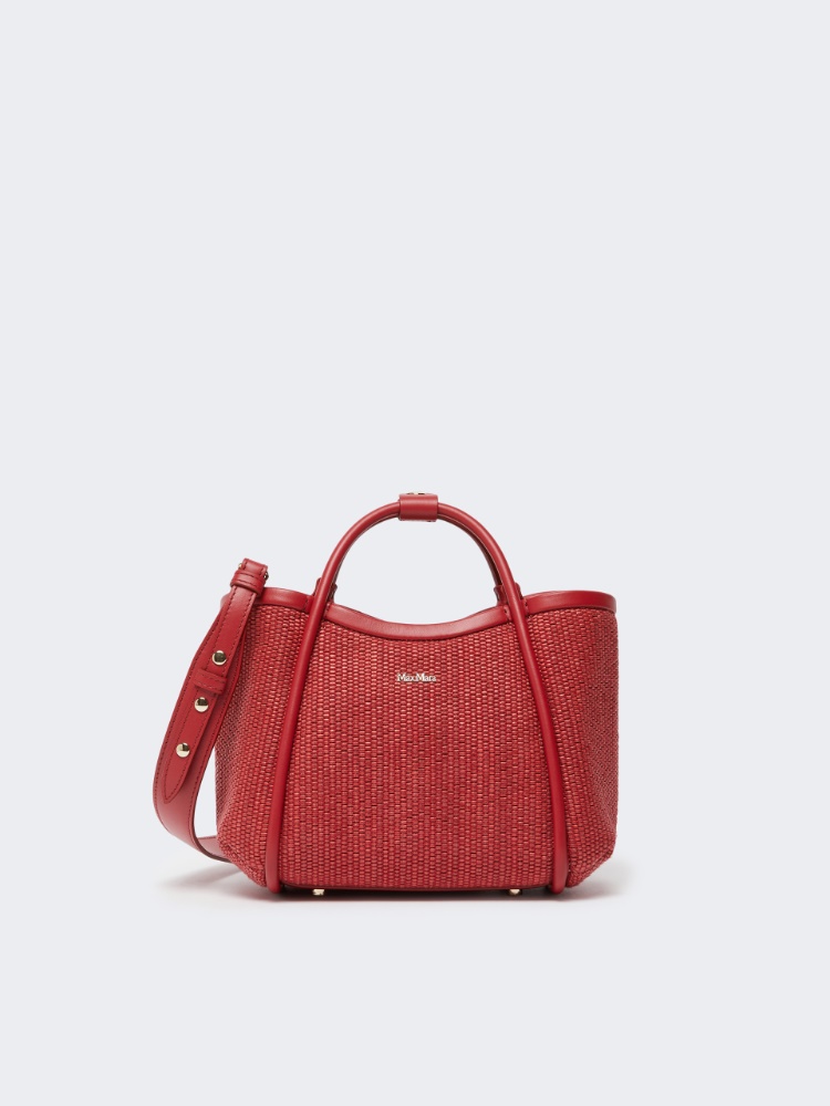 Extra-small raffia-look basketweave Marine bag - RED - Max Mara