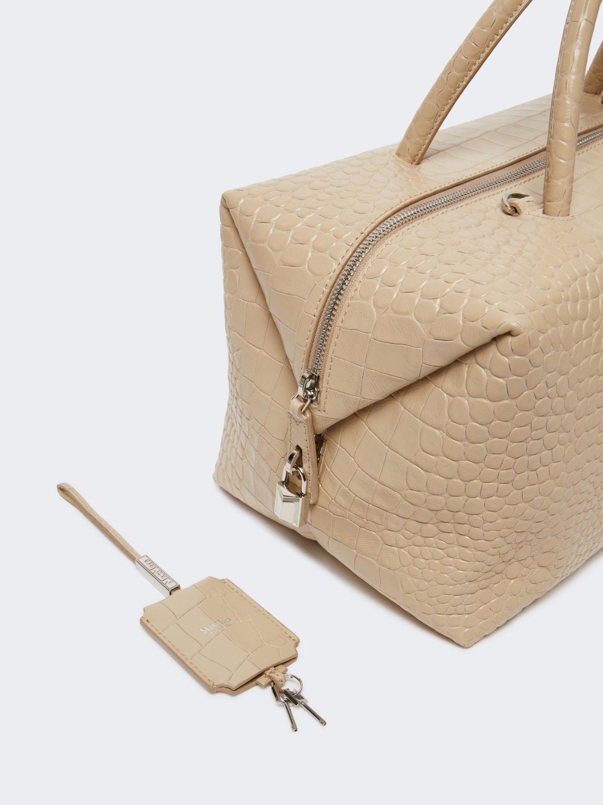 Large, crocodile-print leather Boston bag - ICE - Max Mara - 6