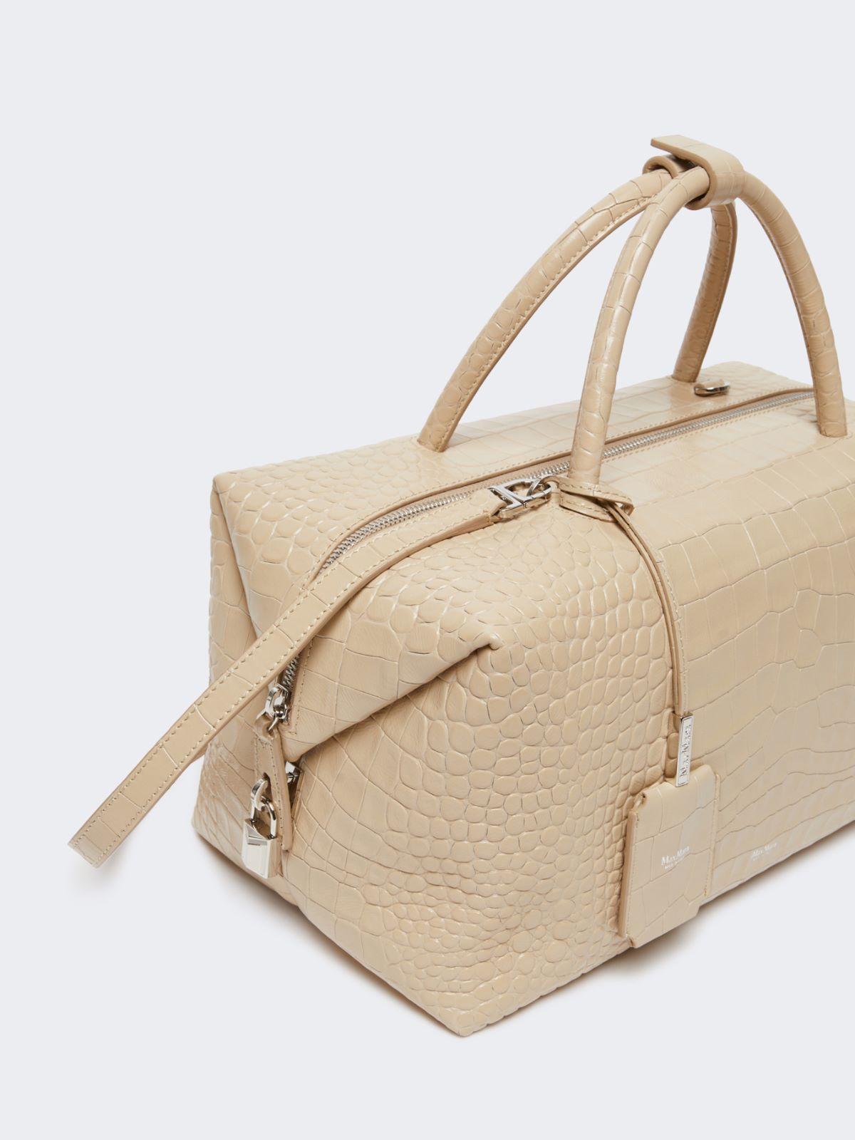 Large, crocodile-print leather Boston bag - ICE - Max Mara - 6