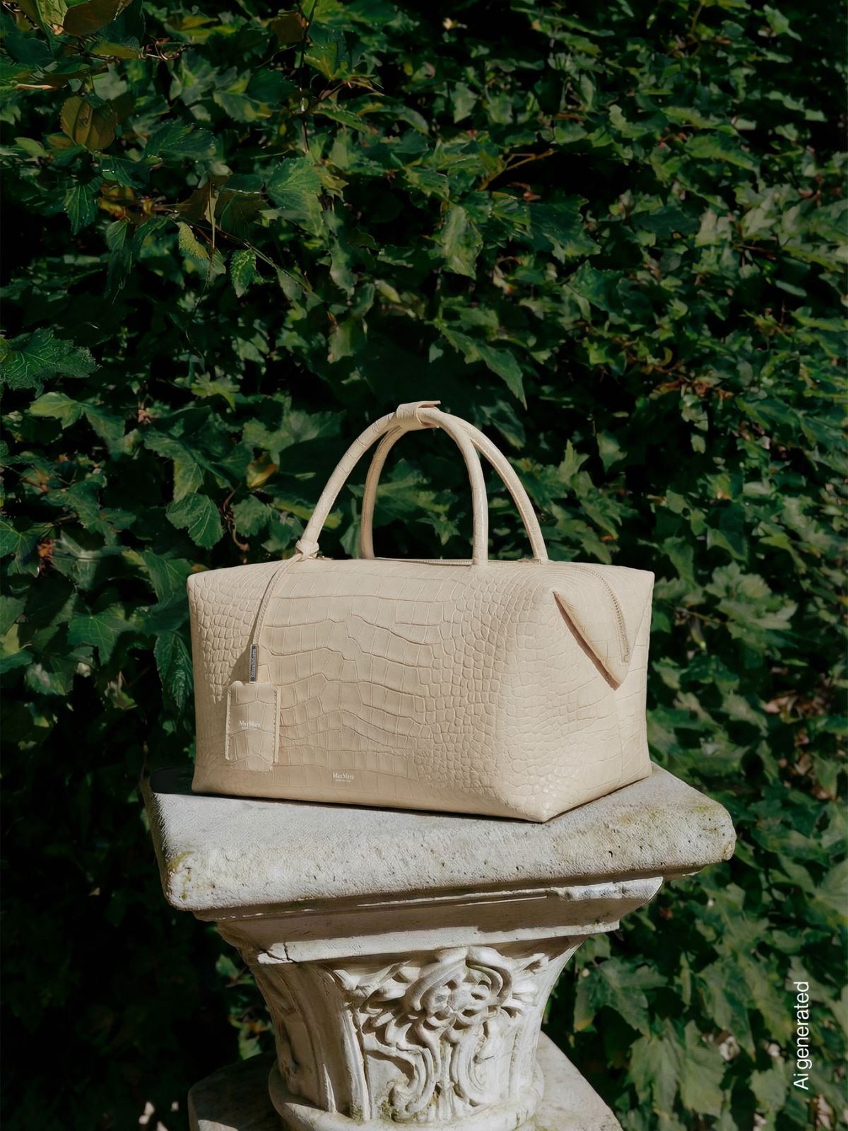 Large, crocodile-print leather Boston bag + ICE - Max Mara