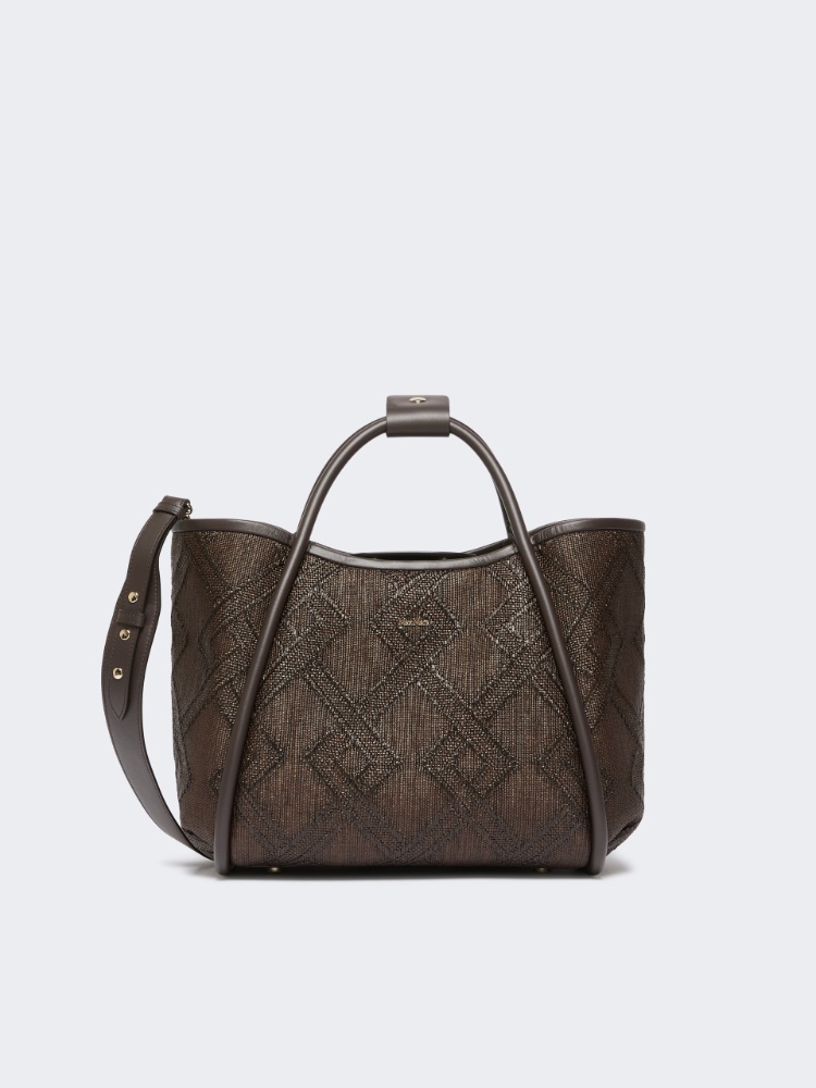 Small Marine bag in diamond-patterned basketweave - DARK BROWN - Max Mara