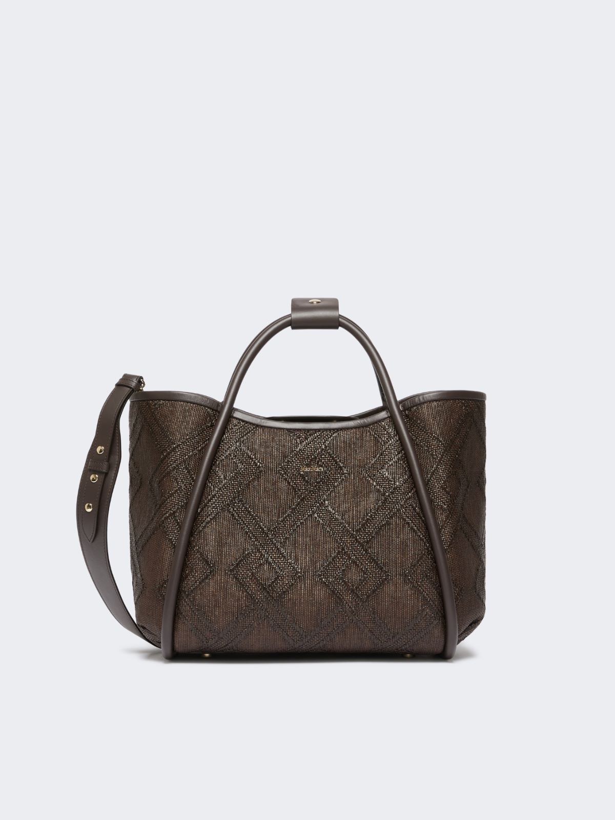 Small Marine bag in diamond-patterned basketweave - DARK BROWN - Max Mara
