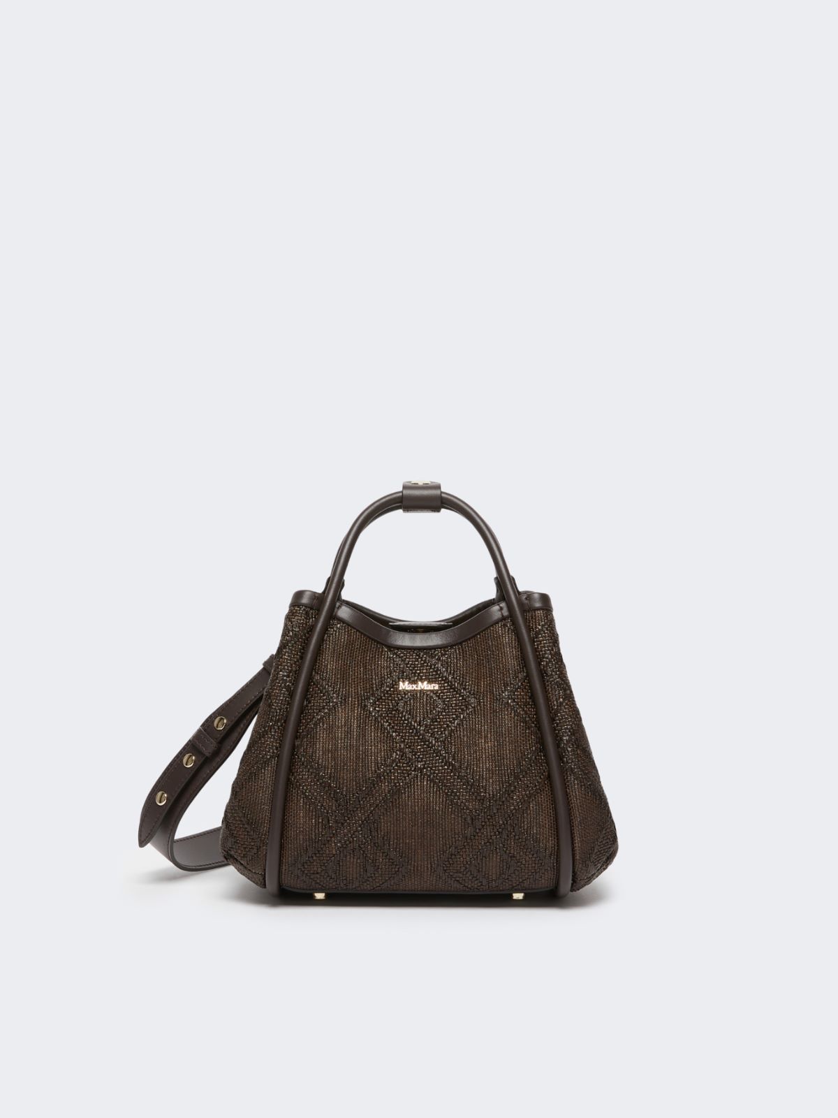 Extra-small Marine bag in diamond-patterned basketweave - DARK BROWN - Max Mara - 12