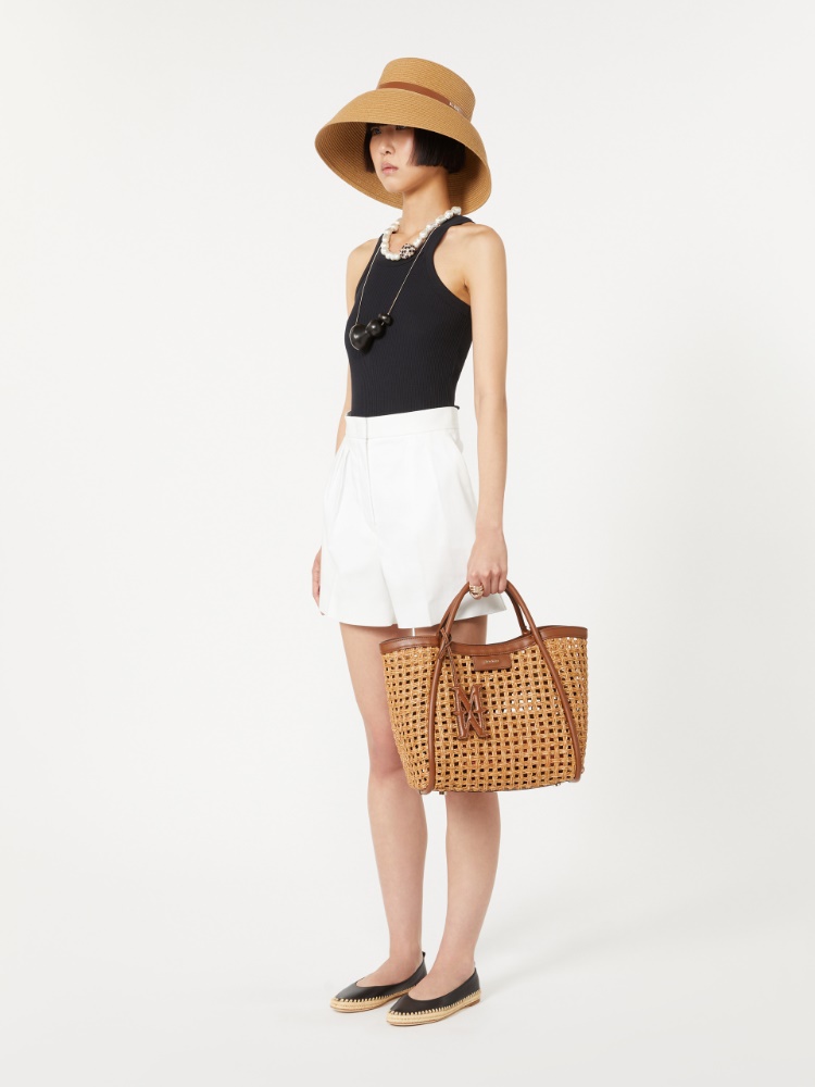 Torebka Marine small z plecionego włókna naturalnego - BEŻOWY - Max Mara