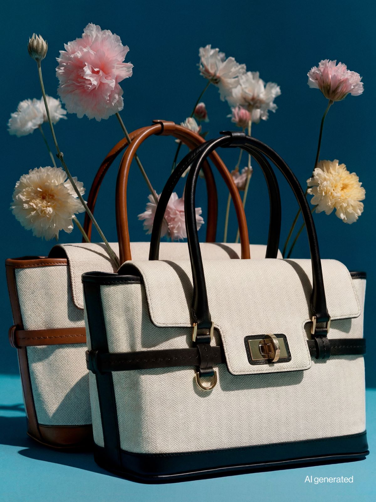 Chevron canvas and leather handbag + ICE - Max Mara