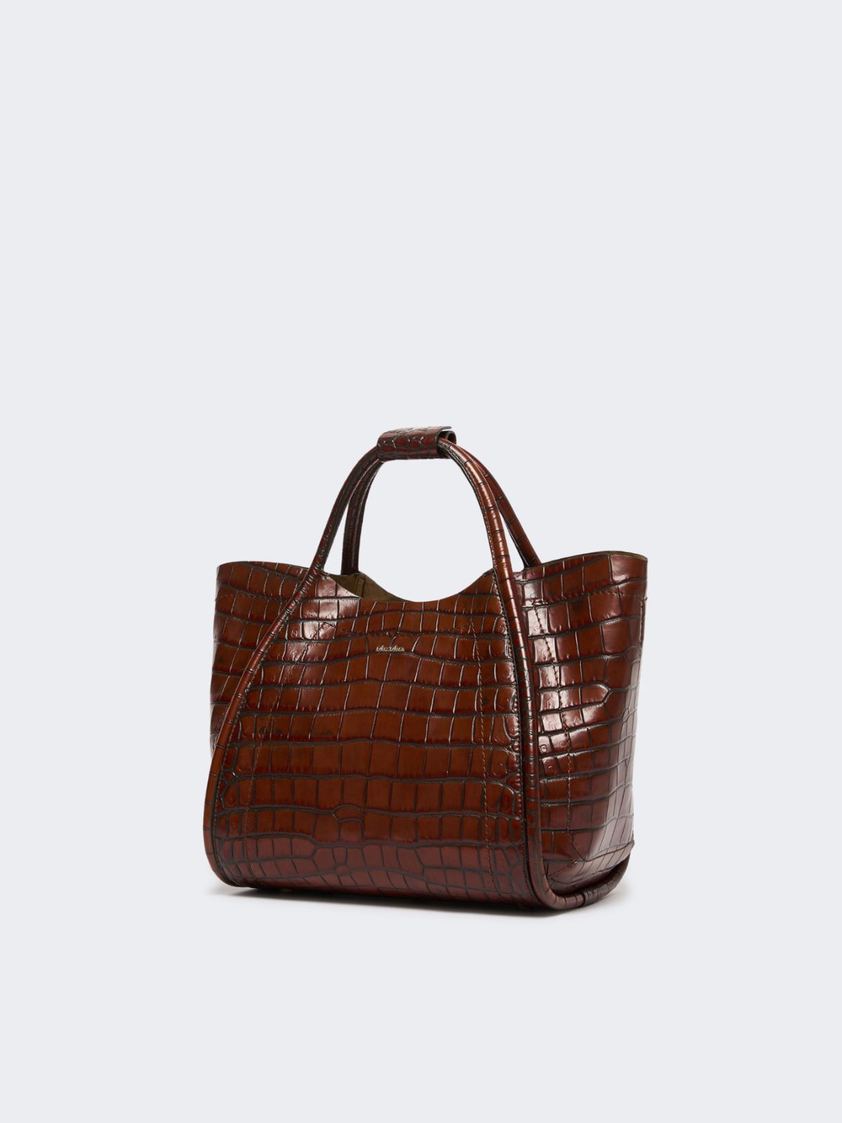 Small crocodile-print leather Marine bag - BROWN - Max Mara - 6