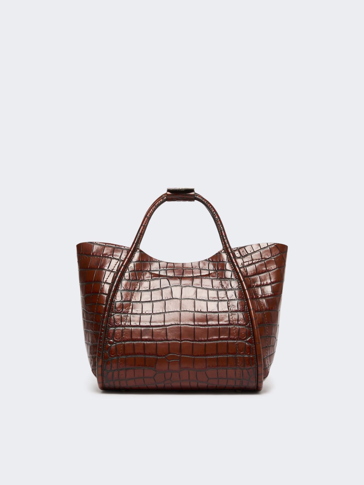 Small crocodile-print leather Marine bag - BROWN - Max Mara - 3