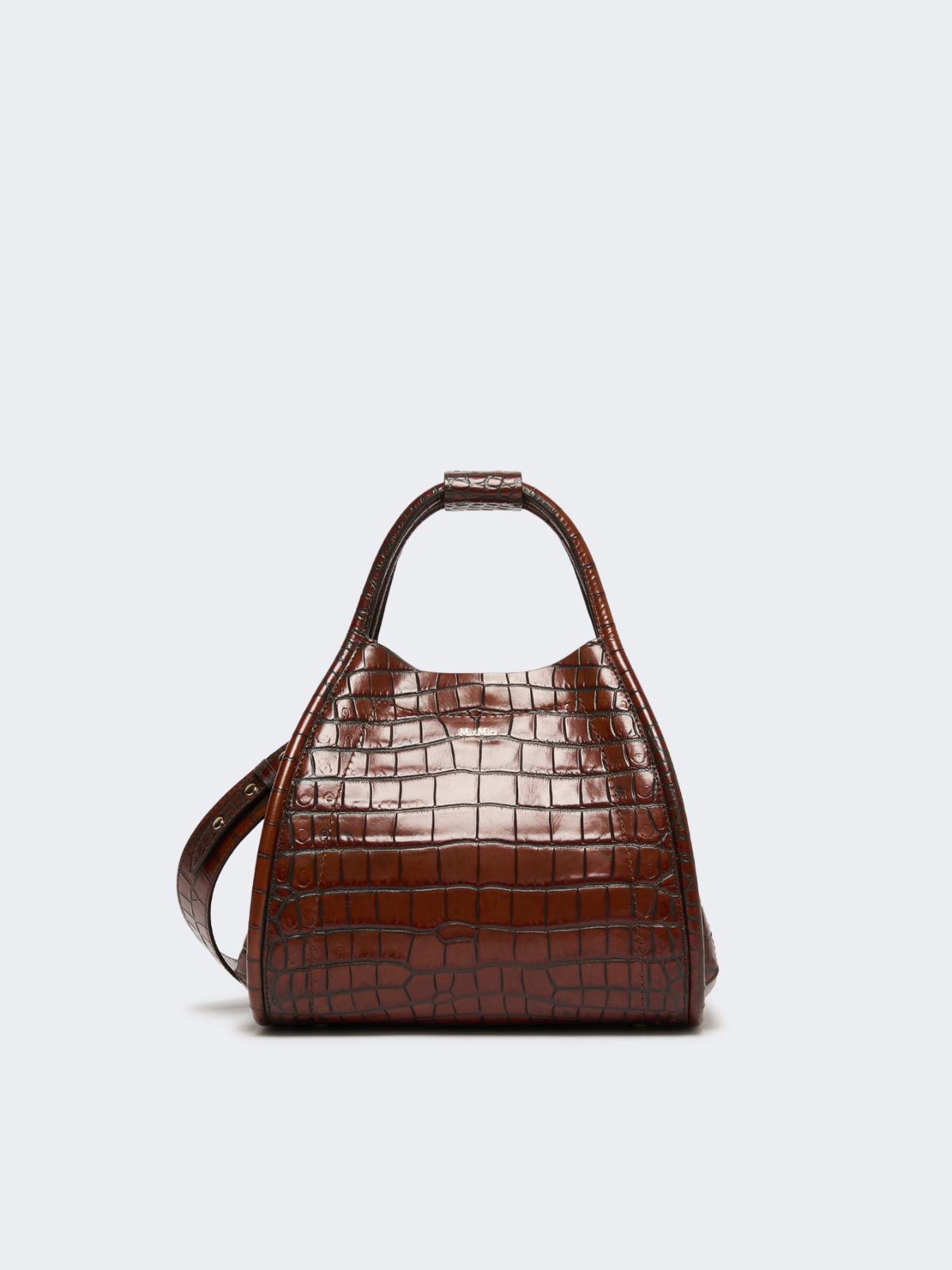 Small crocodile-print leather Marine bag - BROWN - Max Mara - 6