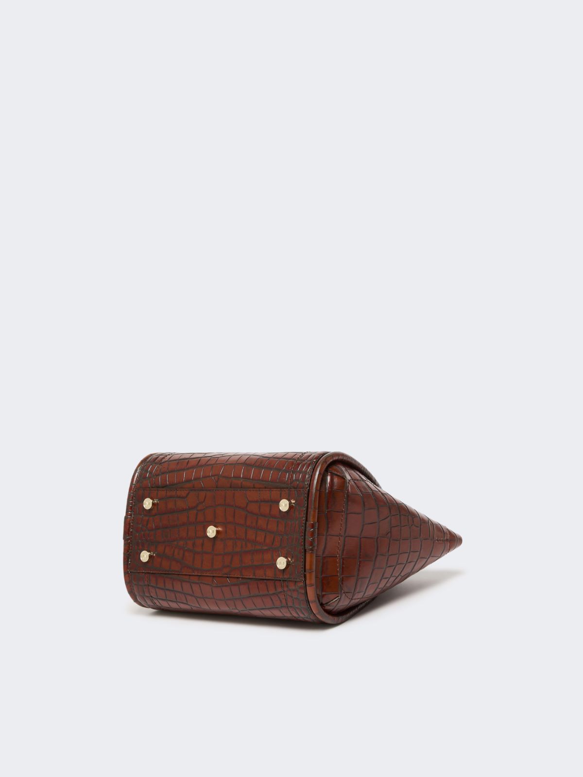 Small crocodile-print leather Marine bag - BROWN - Max Mara - 6