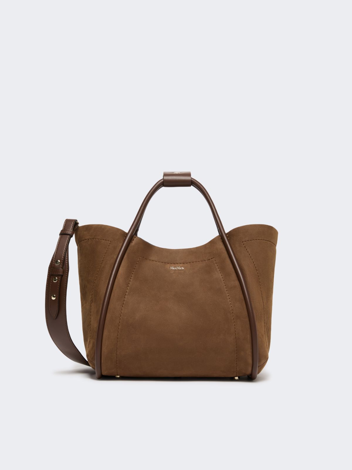 Small Nubuck leather Marine bag - DARK BROWN - Max Mara - 12