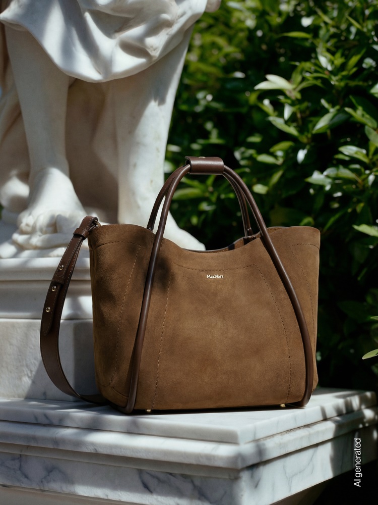 Small Nubuck leather Marine bag + DARK BROWN - Max Mara