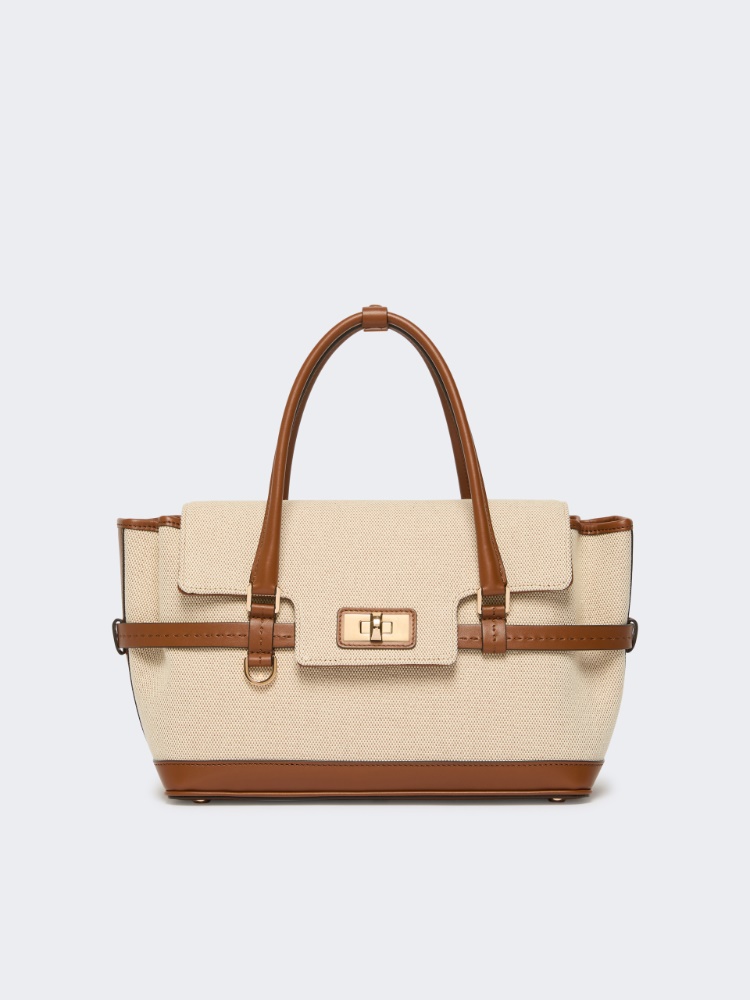 Cotton canvas and leather handbag - POWDER - Max Mara