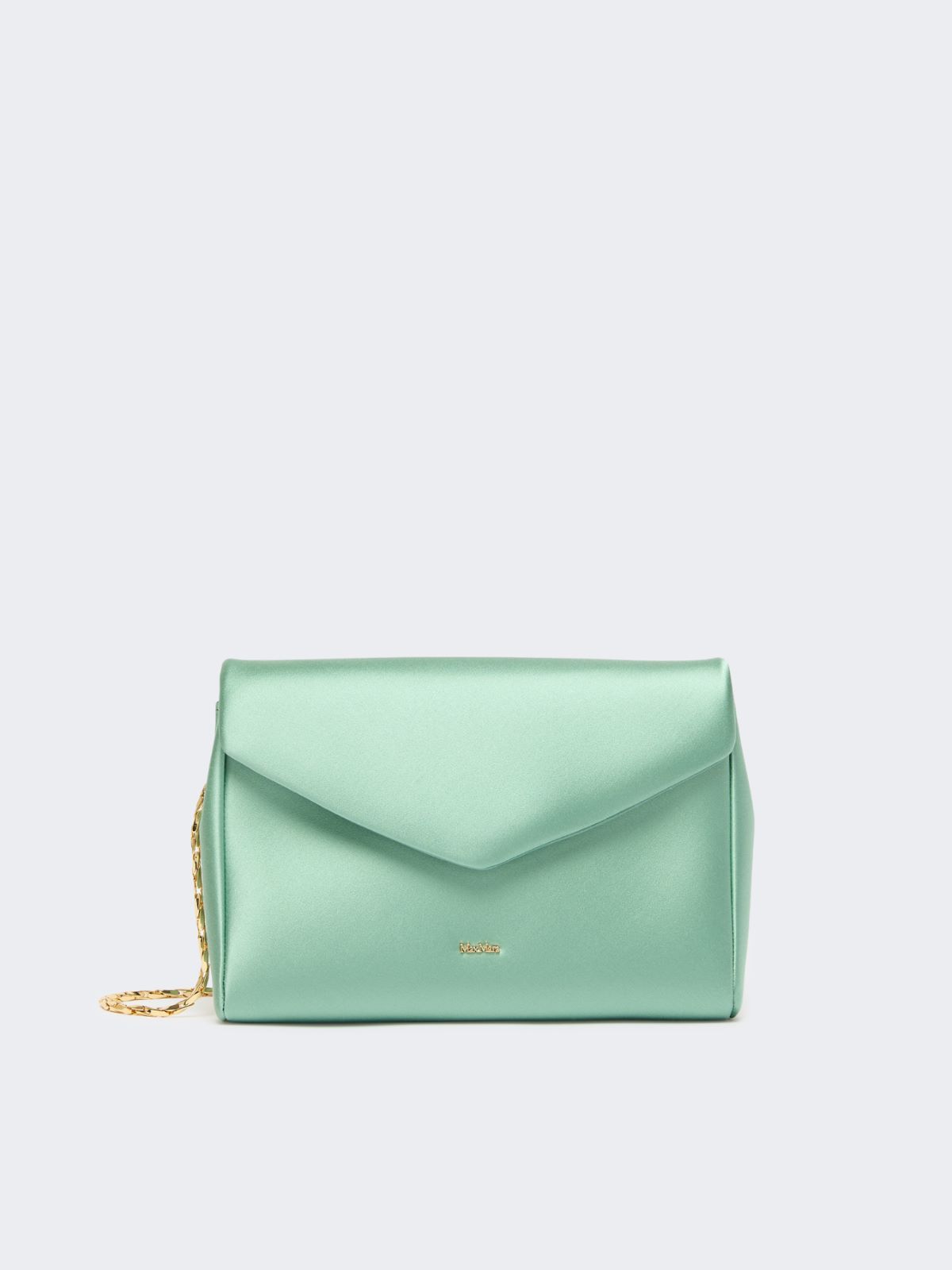Viscose and silk satin clutch bag - SAGE GREEN - Max Mara