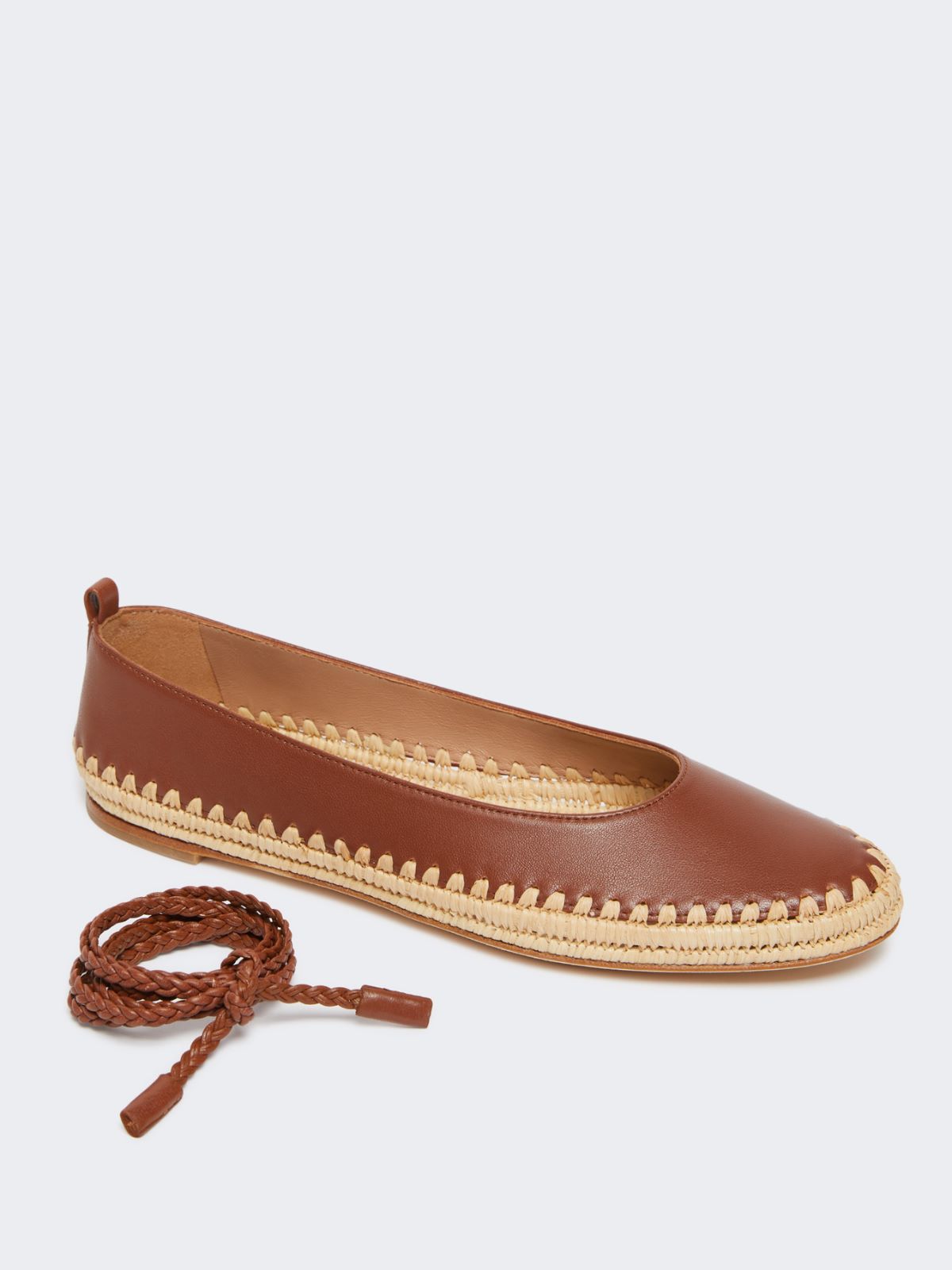Nappa and raffia ballerinas - TOBACCO - Max Mara - 12