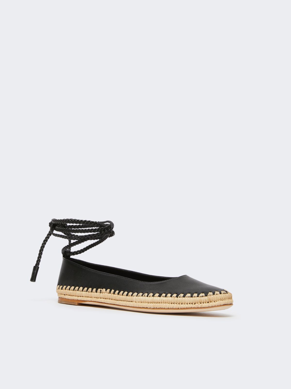 Nappa and raffia ballerinas - BLACK - Max Mara - 2