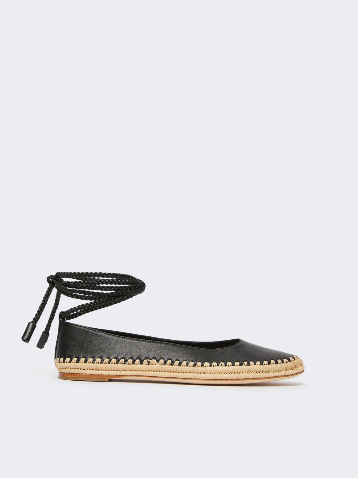 Nappa and raffia ballerinas - BLACK - Max Mara
