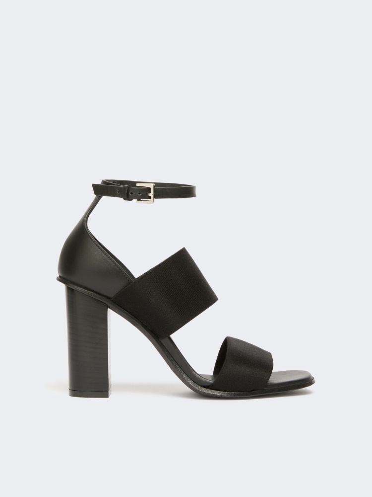 Sandals in calfskin and elasticated webbing - BLACK - Max Mara