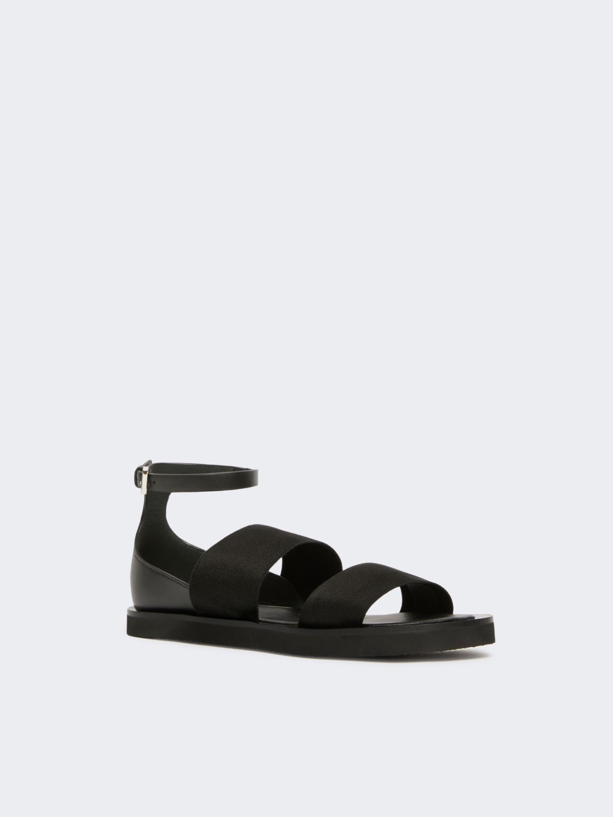 Flat sandals in leather and elasticated webbing - BLACK - Max Mara - 2