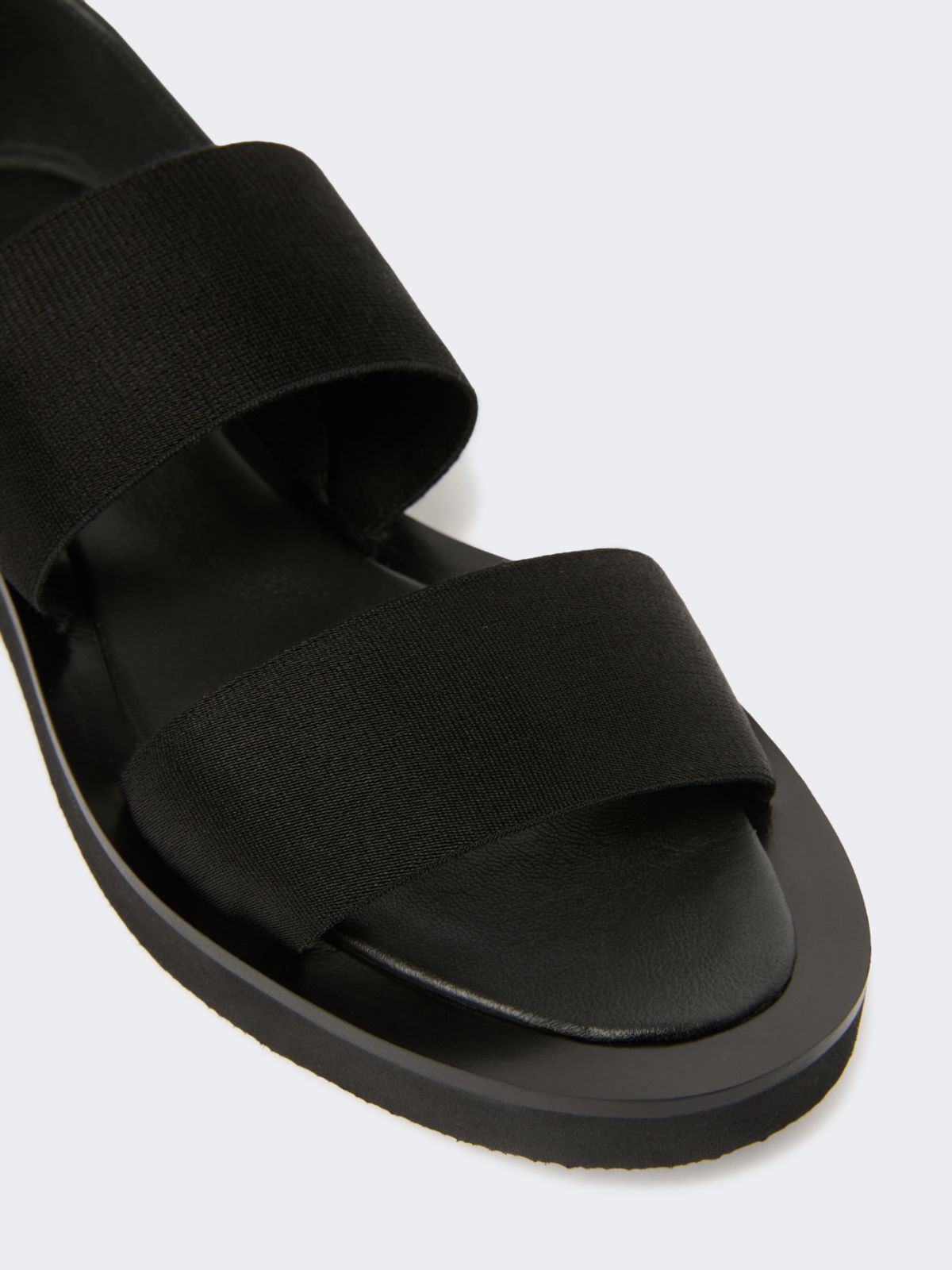 Flat sandals in leather and elasticated webbing - BLACK - Max Mara - 3