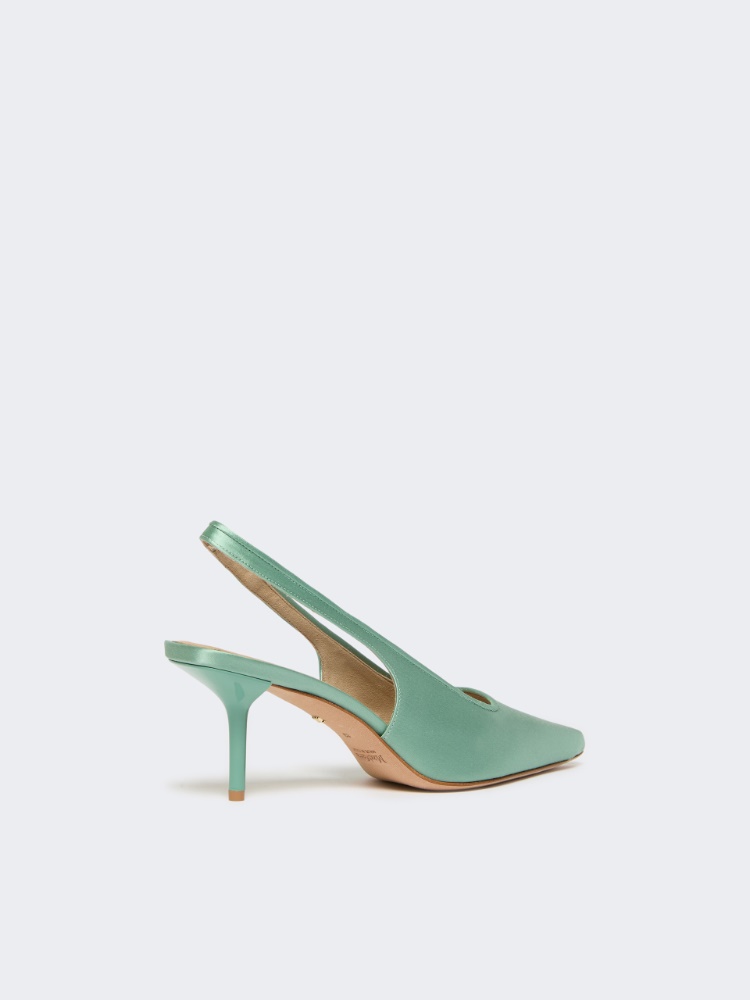 Viscose and silk satin slingbacks - GREEN - Max Mara - 3