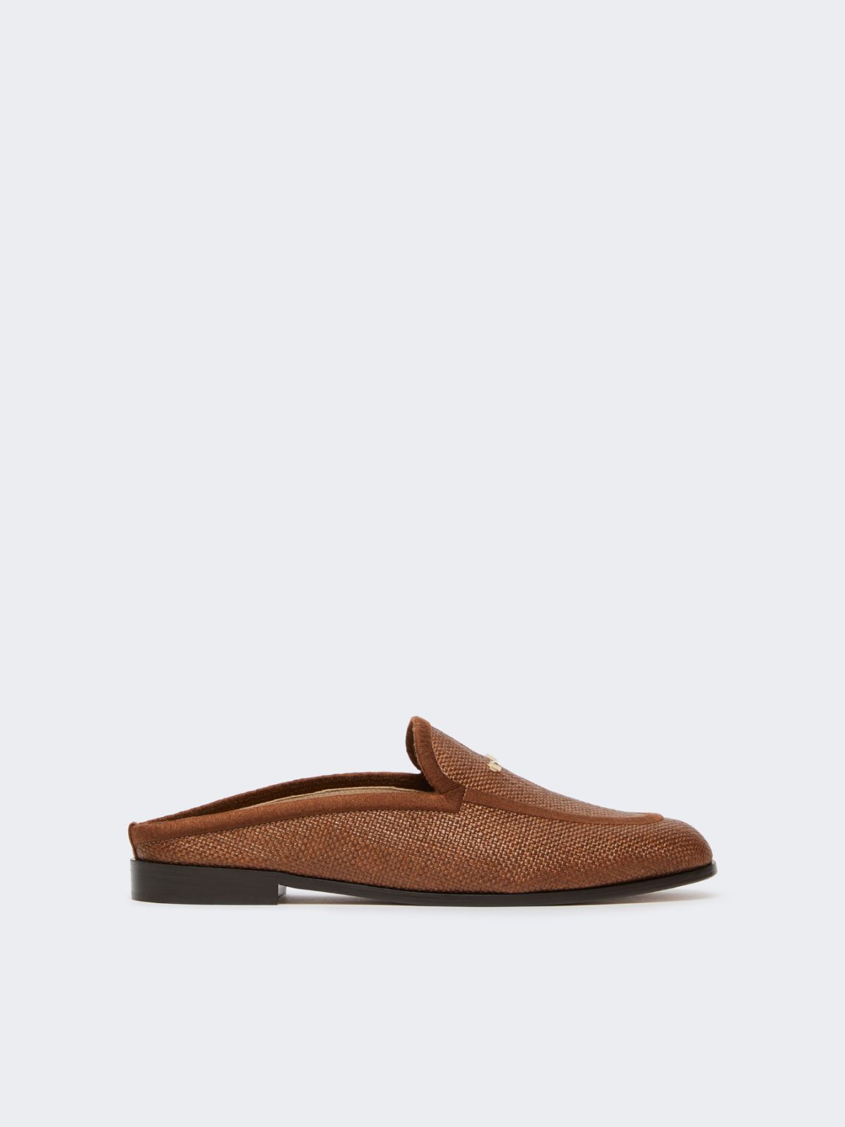 Raffia-effect canvas mules + AMBER BROWN - Max Mara