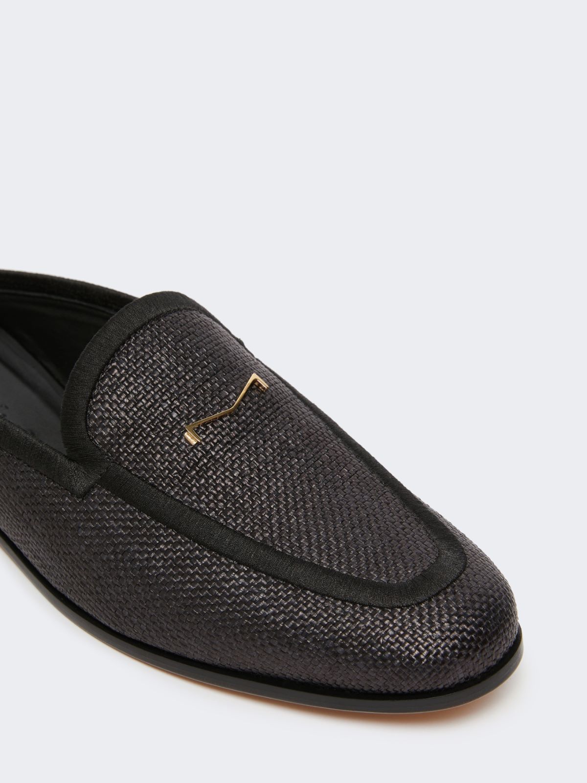 Pantoletten aus Canvas in Raffia-Optik - SCHWARZ - Max Mara - 11