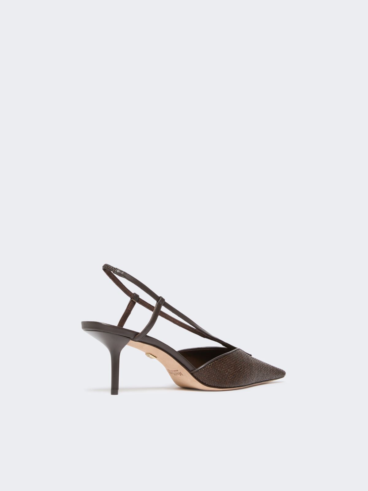 Raffia-look canvas slingbacks - DARK BROWN - Max Mara - 3