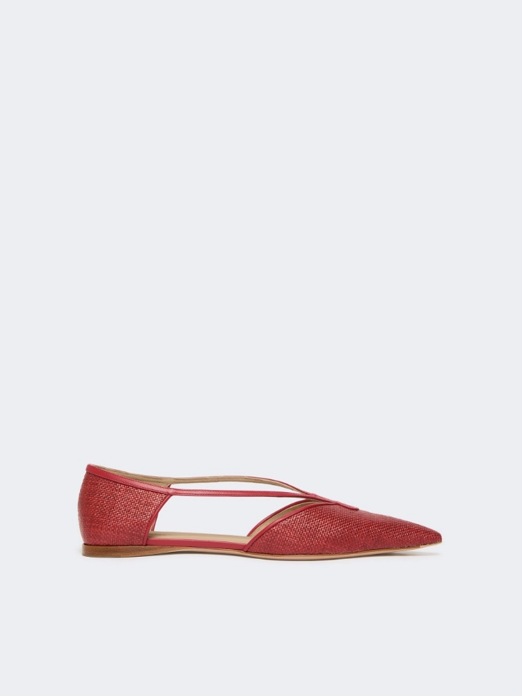 Ballerinas aus Natté in Raffia-Optik - ROT