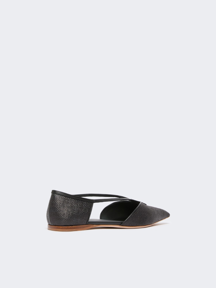 Raffia-look basketweave ballet flats - BLACK - Max Mara - 3