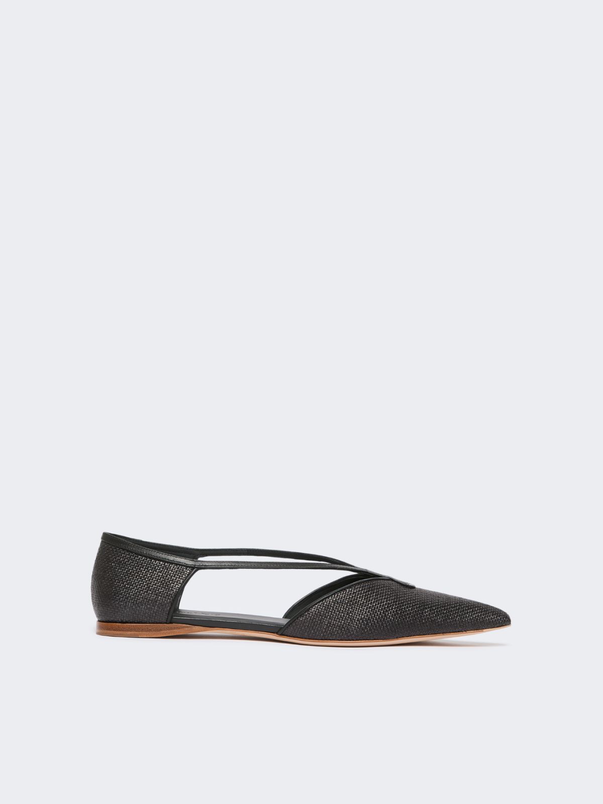 Raffia-look basketweave ballet flats - BLACK - Max Mara