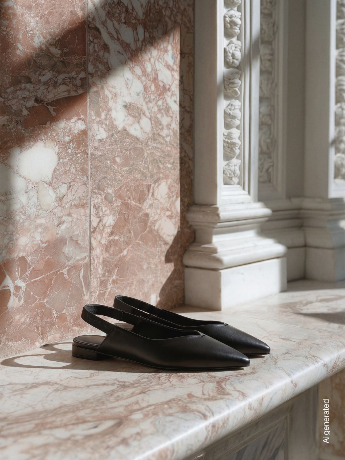 Płaskie buty z odkrytą piętą ze skóry nappa + CZARNY - Max Mara