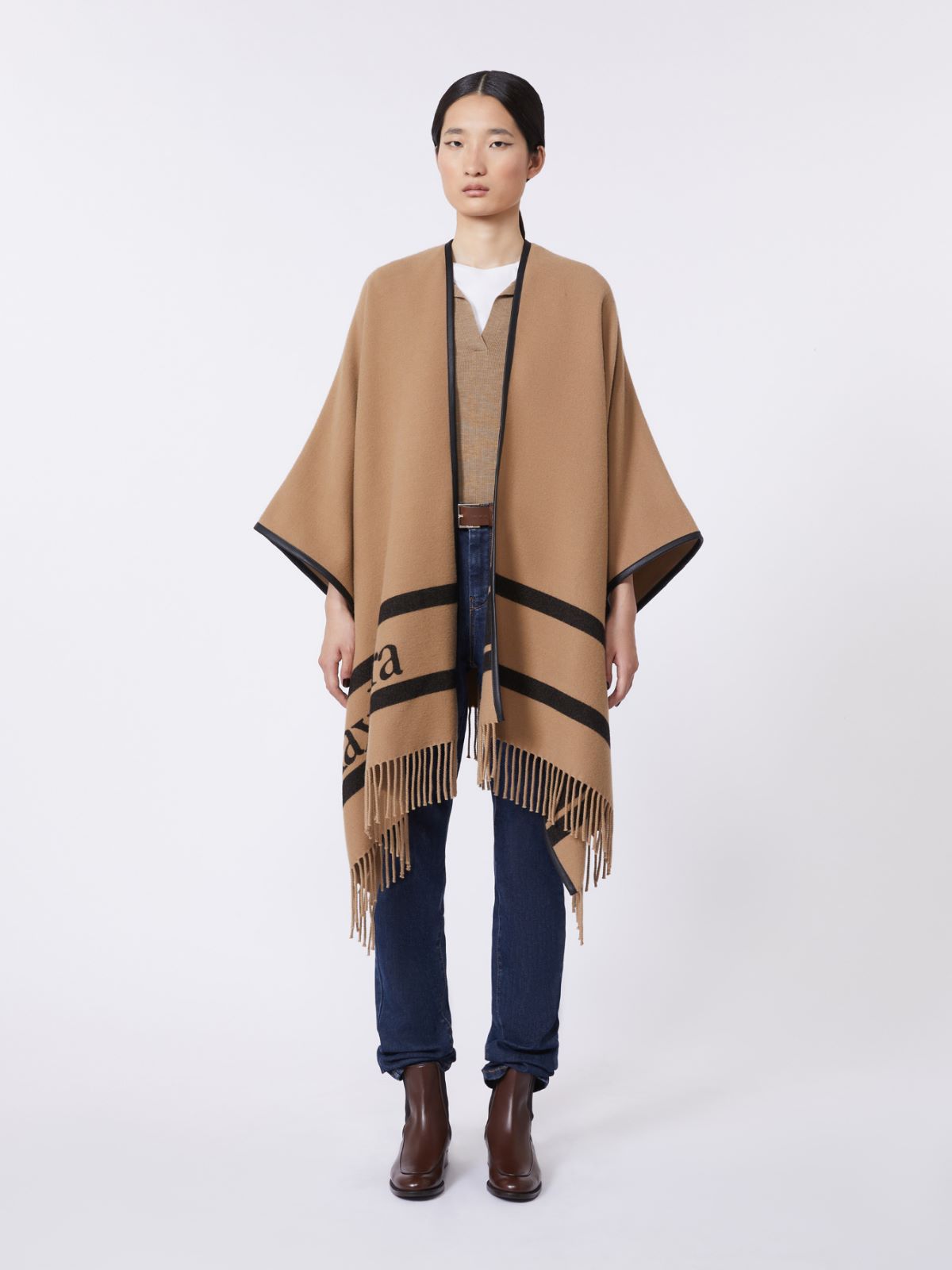 Poncho aus Jacquard-Wolle - KAMEL - Max Mara - 2