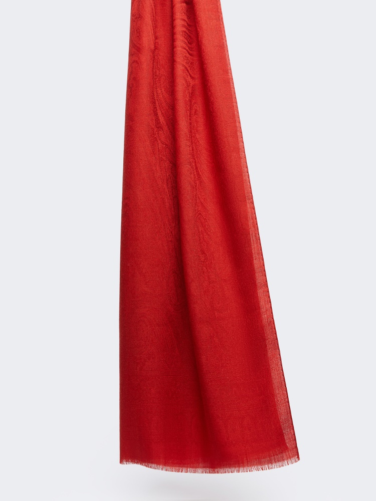 Jacquard wool and silk yarn stole - RED - Max Mara