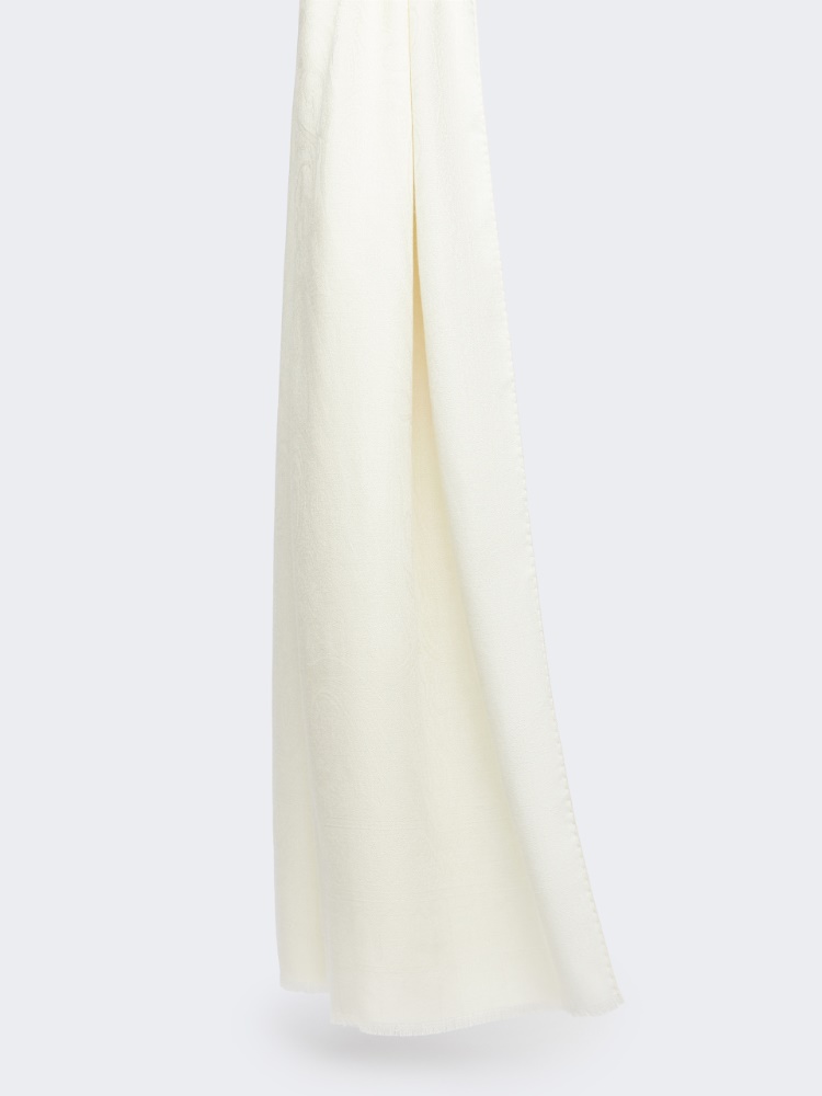 Jacquard wool and silk yarn stole - IVORY - Max Mara