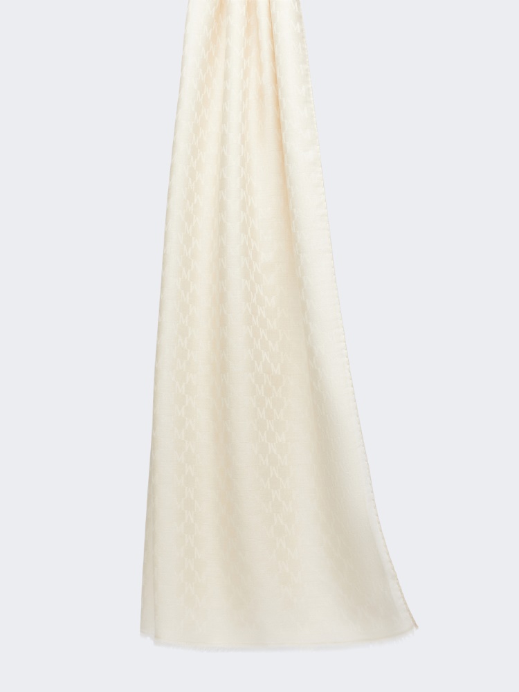 Jacquard wool, cotton and silk stole - IVORY - Max Mara