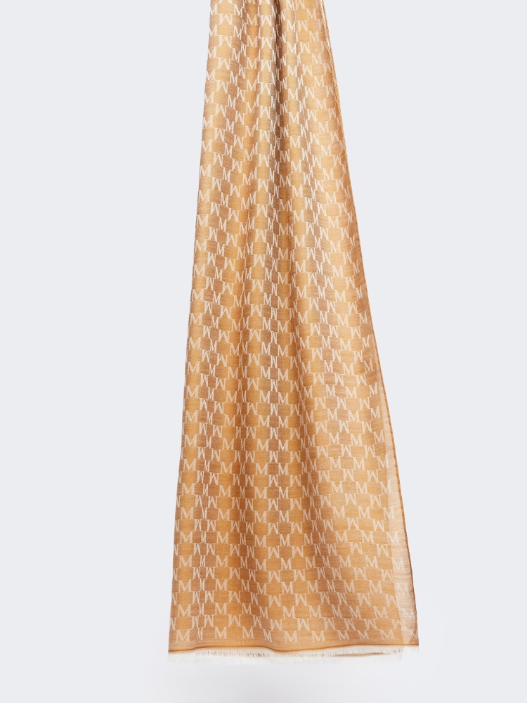 Jacquard wool, cotton and silk stole - BRONZE - Max Mara