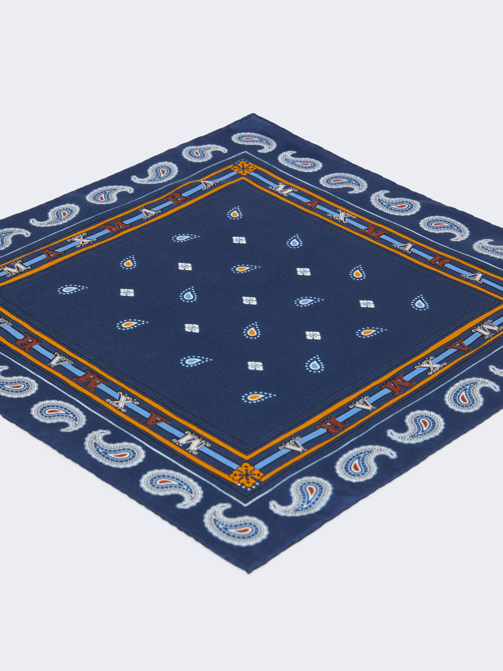 Printed silk twill pocket square - CORNFLOWER BLUE - Max Mara - 2