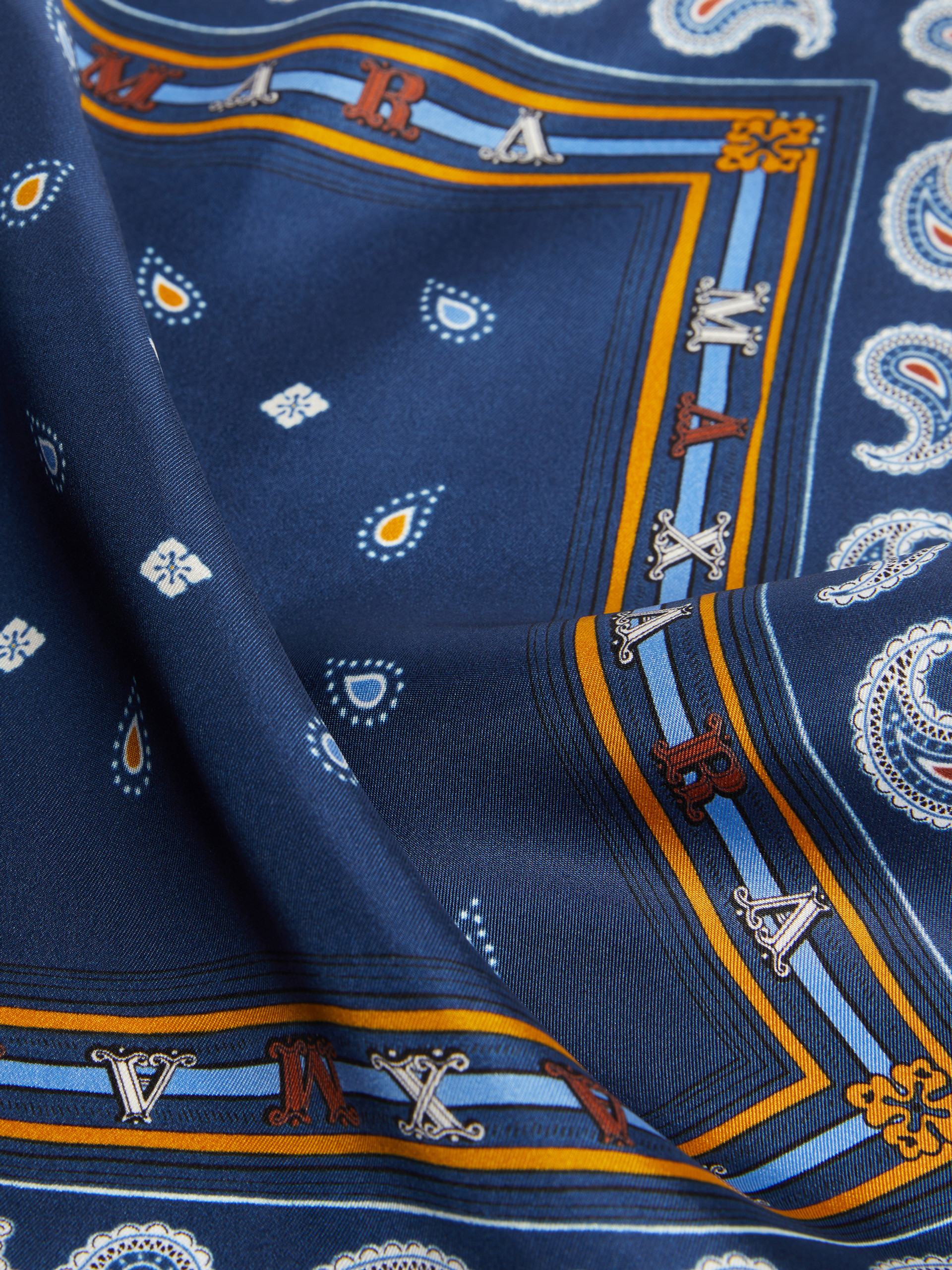 Printed silk twill pocket square - CORNFLOWER BLUE - Max Mara - 3