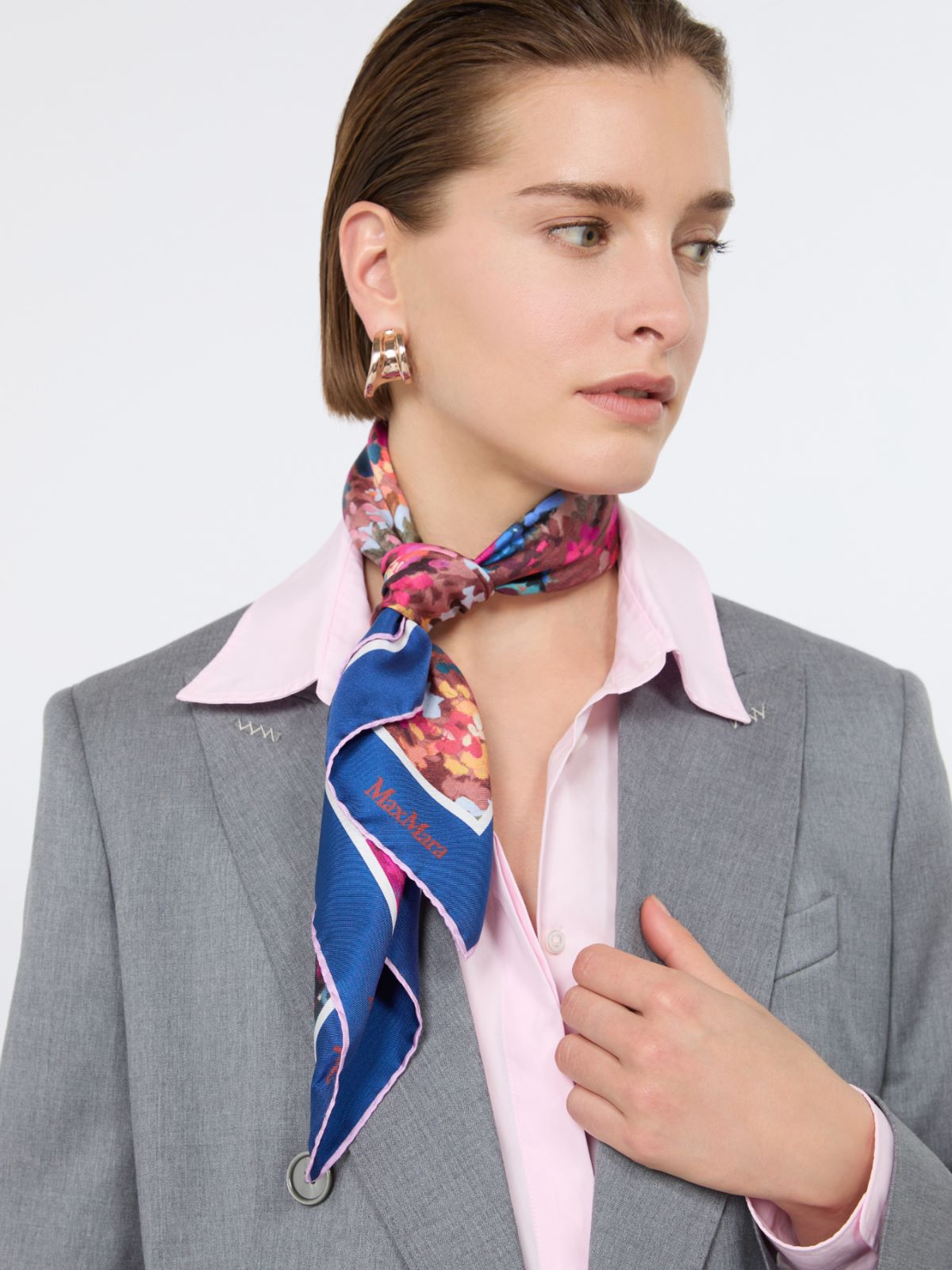 Printed silk foulard - MIDNIGHTBLUE - Max Mara