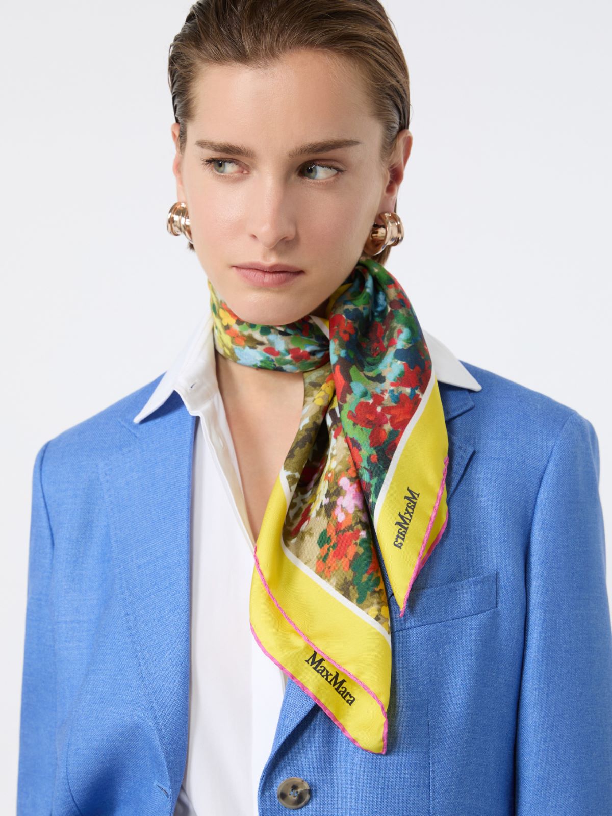 Printed silk foulard - PALE YELLOW - Max Mara - 4