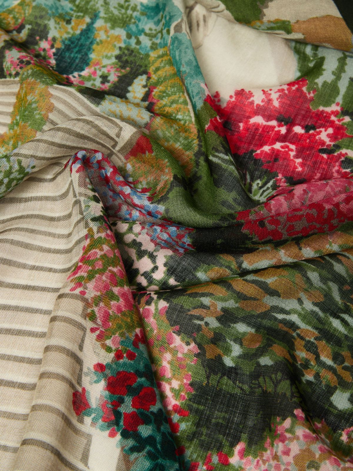 Oversized scarf in printed silk and wool - IVORY - Max Mara - 3