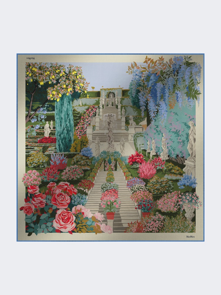 Oversized scarf in printed silk and wool - IVORY - Max Mara