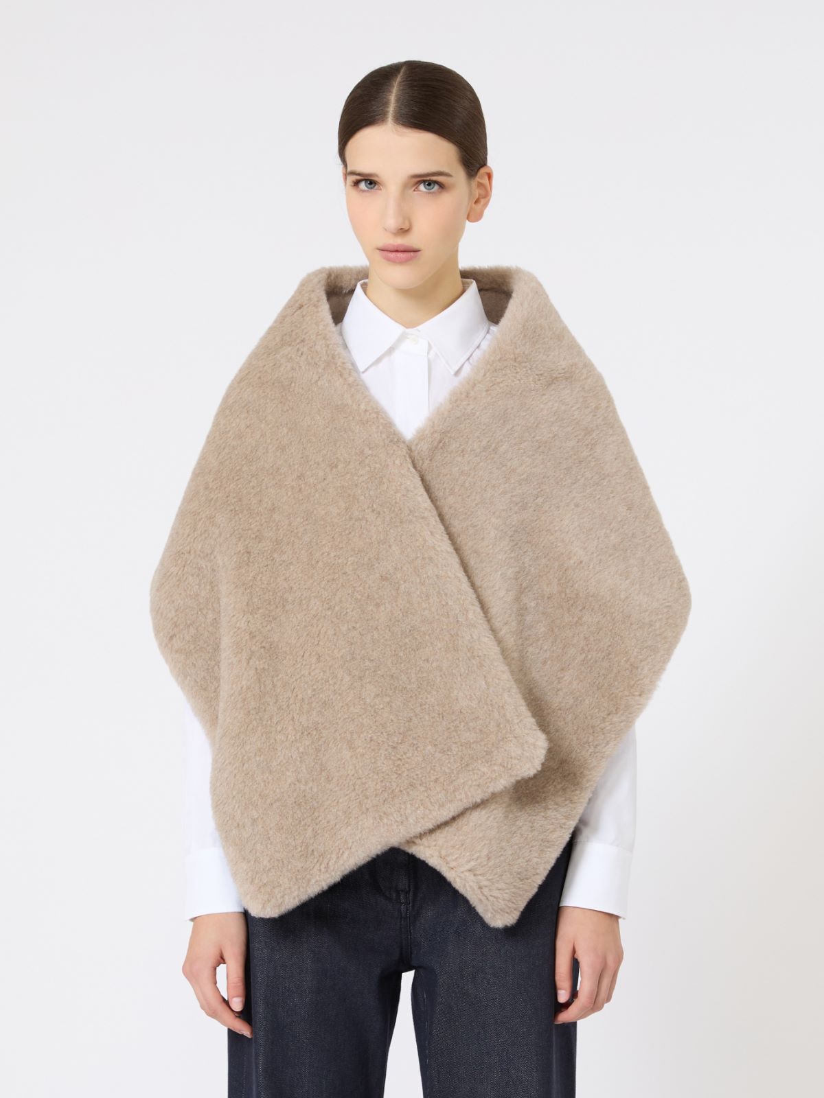 Alpaca and cashmere Teddy stole - MOSS GREEN - Max Mara - 5