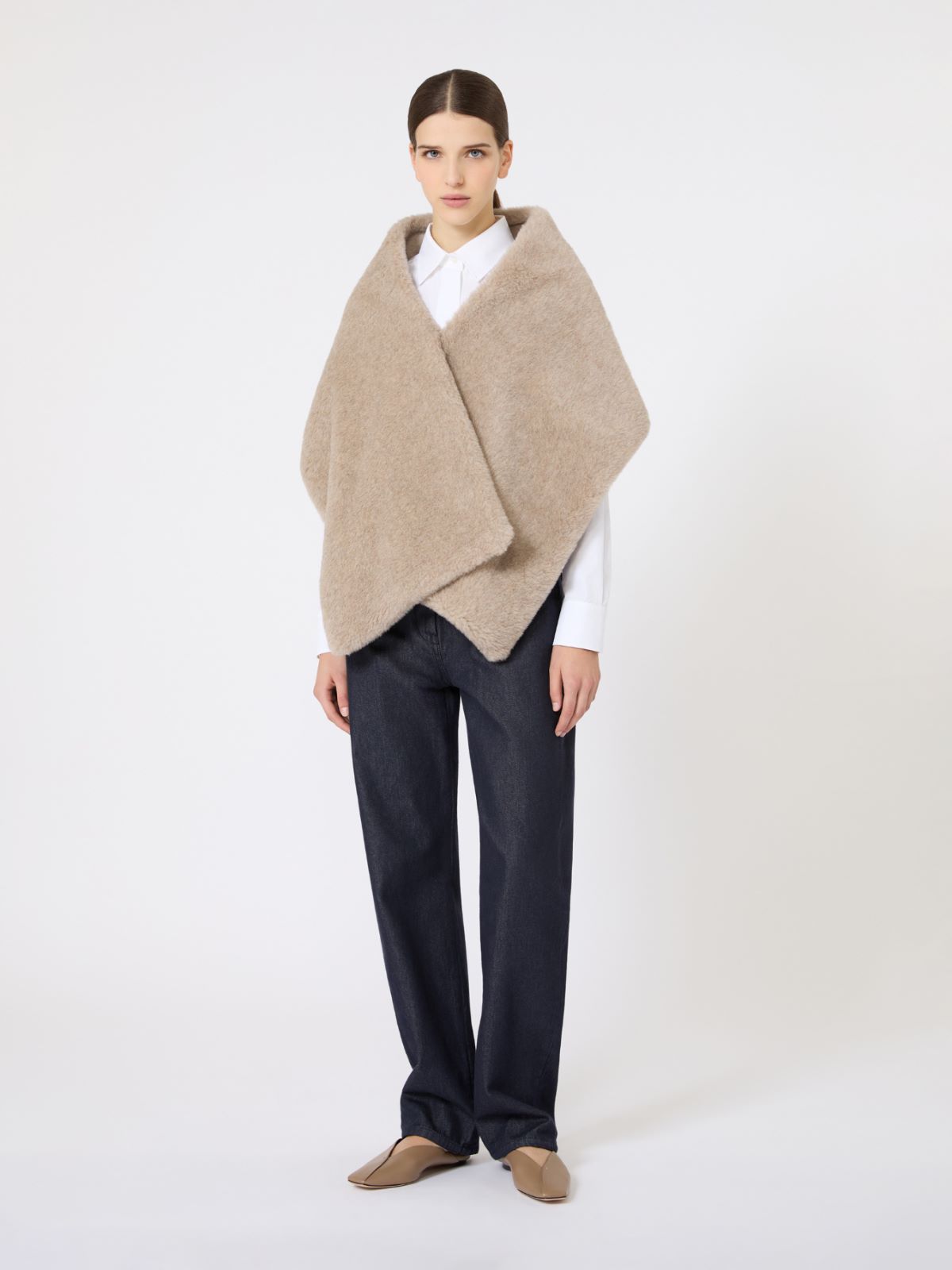 Alpaca and cashmere Teddy stole - MOSS GREEN - Max Mara