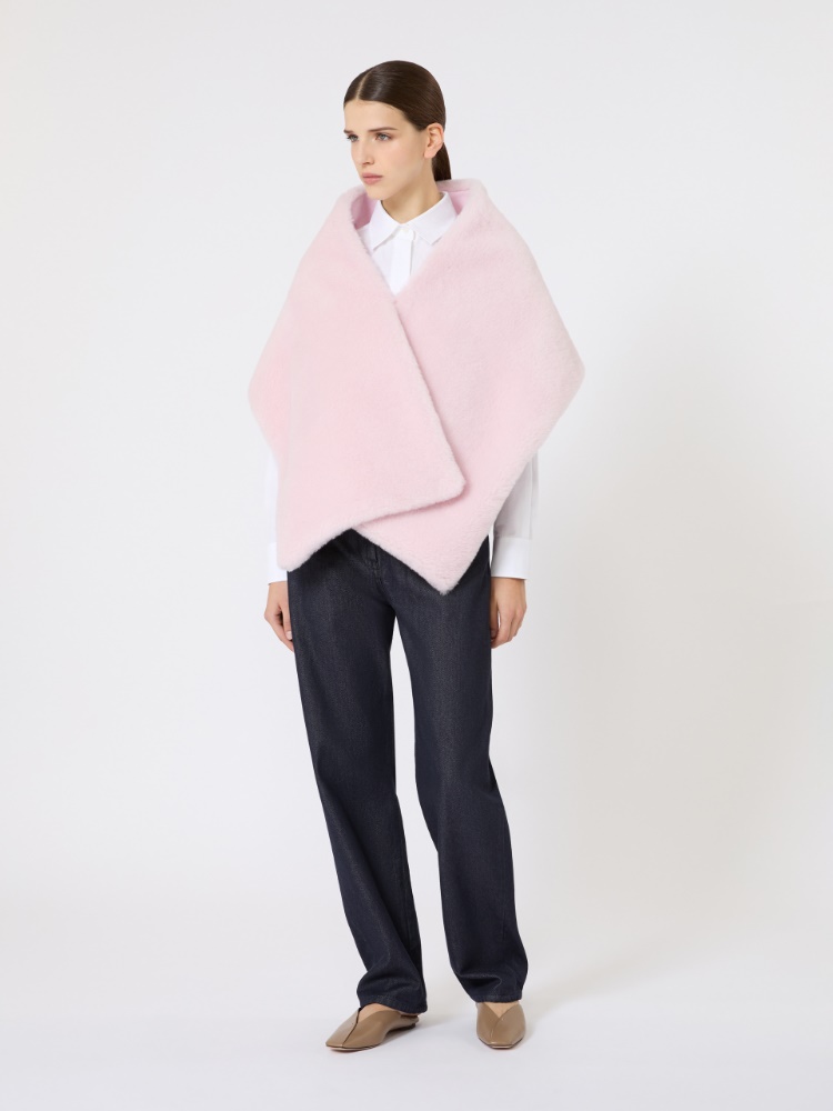 Alpaca and wool Teddy stole + BEIGE PINK - Max Mara