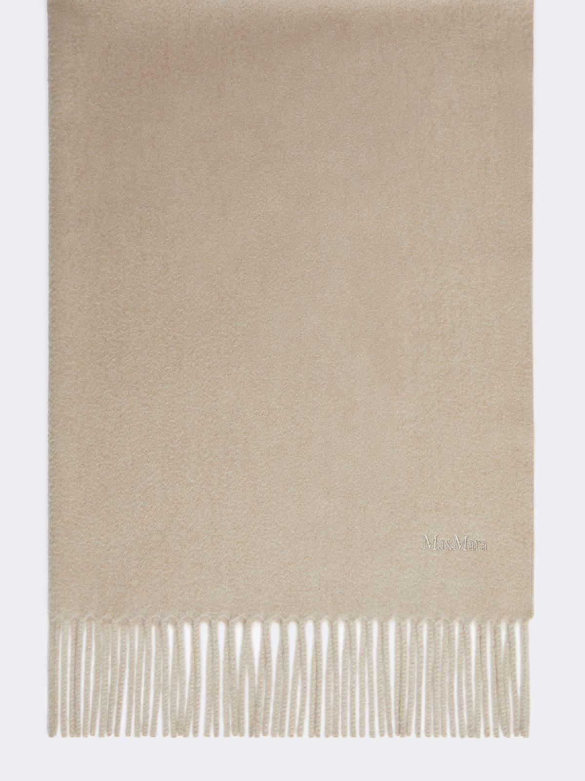 Embroidered and fringed cashmere stole - BEIGE - Max Mara
