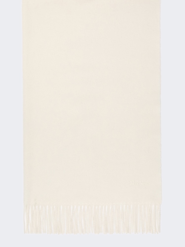 Embroidered and fringed cashmere stole - OPTICAL WHITE - Max Mara