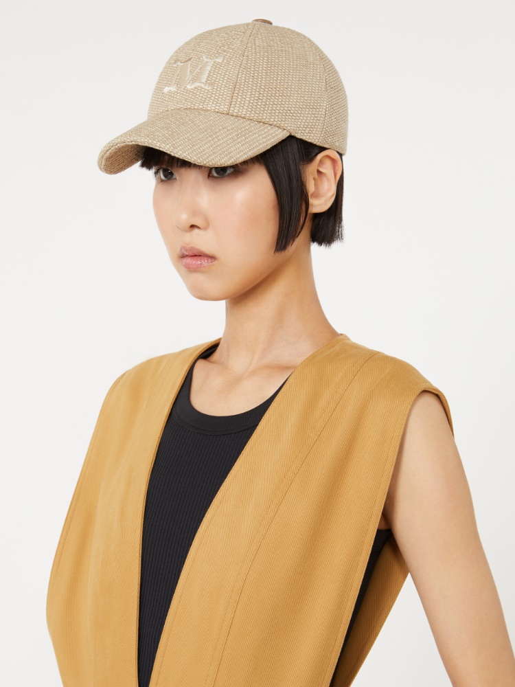 Raffia-effect basketweave baseball hat - ICE