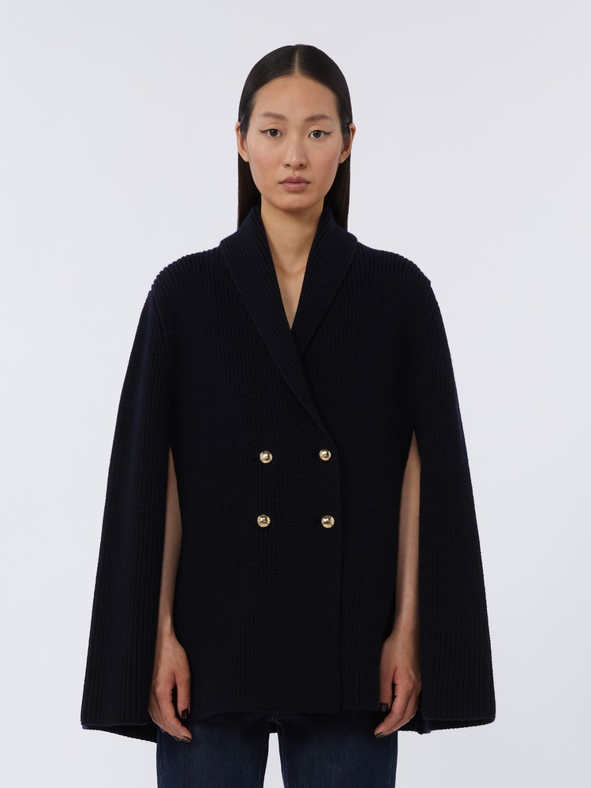 Double-breasted wool cape - MIDNIGHTBLUE - Max Mara - 6